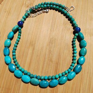 Jay King DTR mine finds Azure Peaks Turquoise and Lapis layered necklace 925